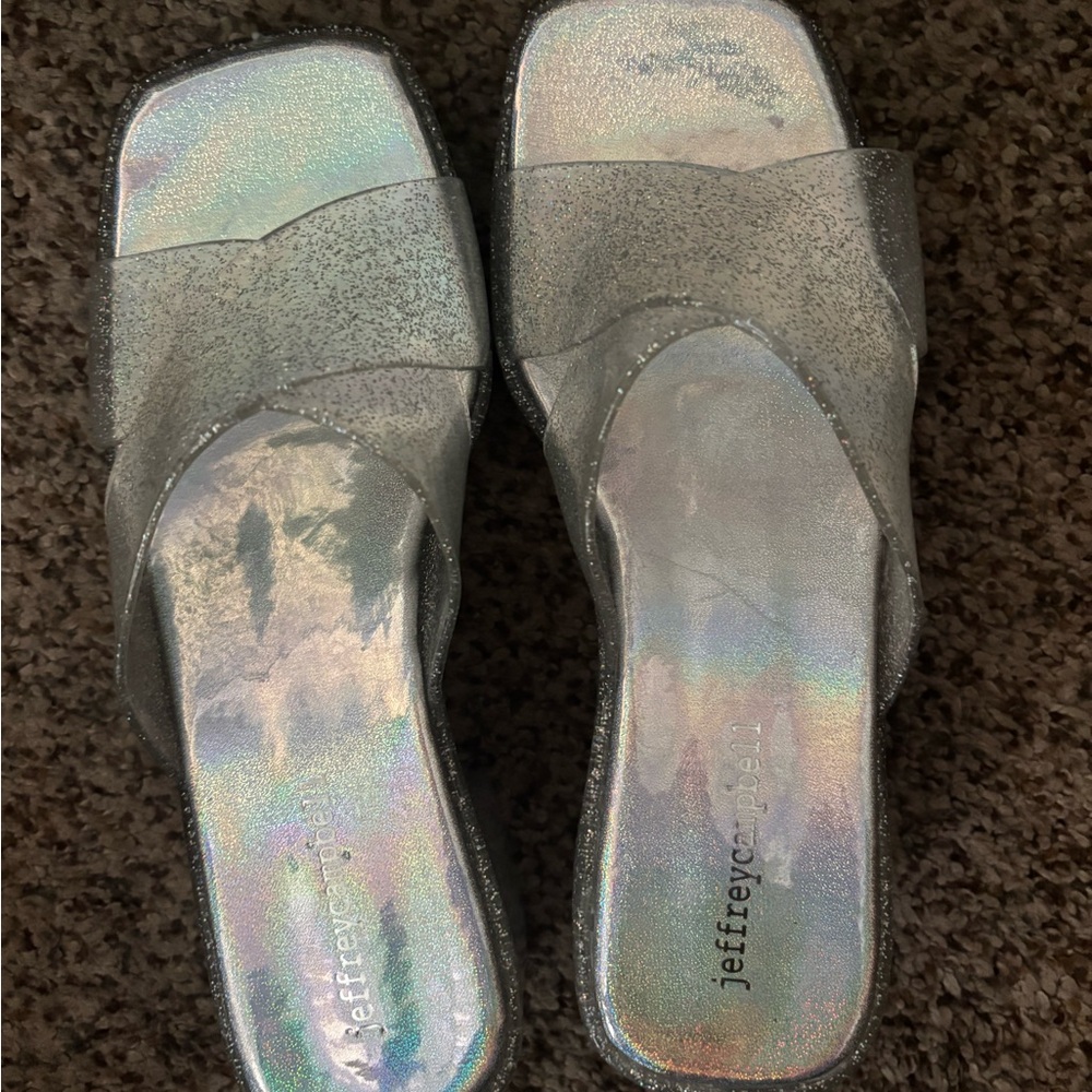 Jeffrey Campbell Silver Sandals with Metallic Sheen